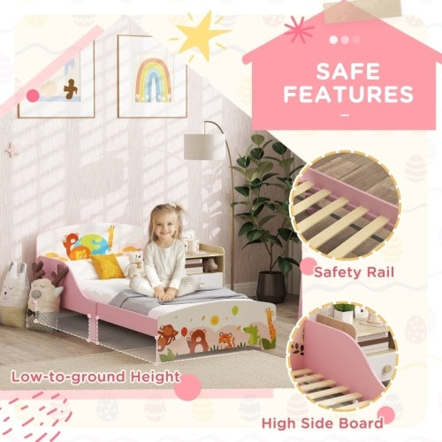 UK Local AIYAPLAY Cute Animal-Themed Toddler Bed, With Safety Rails, 143 X 77 X 60cm