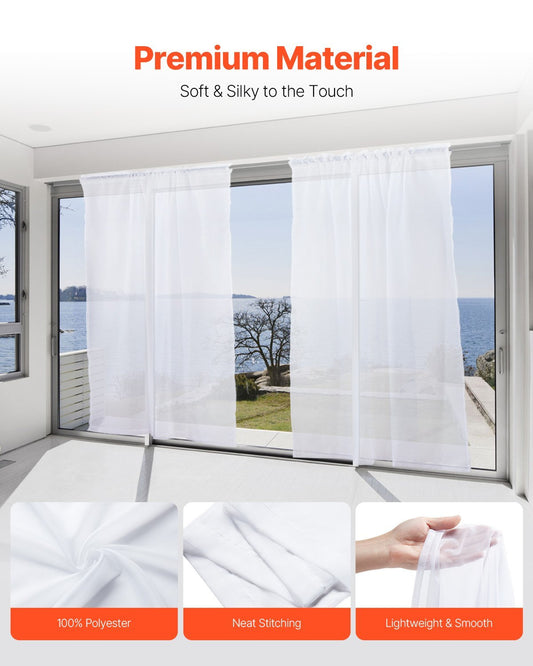 US Local Sheer Curtains 52 W X 84 L Inches 2 Panels Window Drapes Rod Pocket Polyester