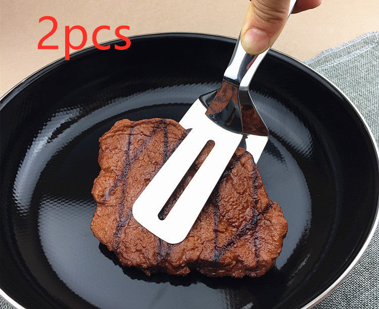 Stainless Steel BBQ Tongs & Spatula ¨C Multi-Purpose Grilling Tool for Steak, Fish, Bread & Kitchen Cooking