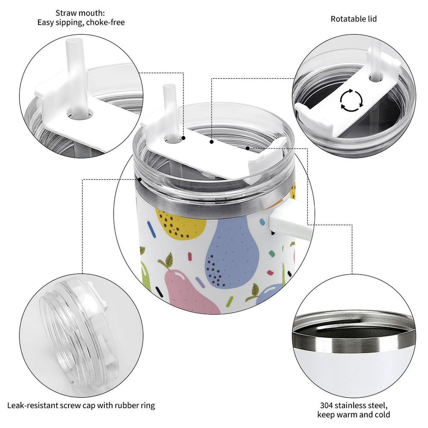 PHDT00543 POD US Local Tumbler 40oz Large Capacity Car Cup Pear