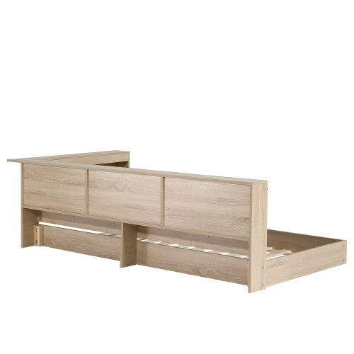 UK Local Storage Bed, 3FT Single Bed 90x190cm, Plenty Of Storage Space, Durable And Sturdy, For Adults Teenagers, Single Bed, MDF Plywood, Multifunctional Bed, White Oak Color
