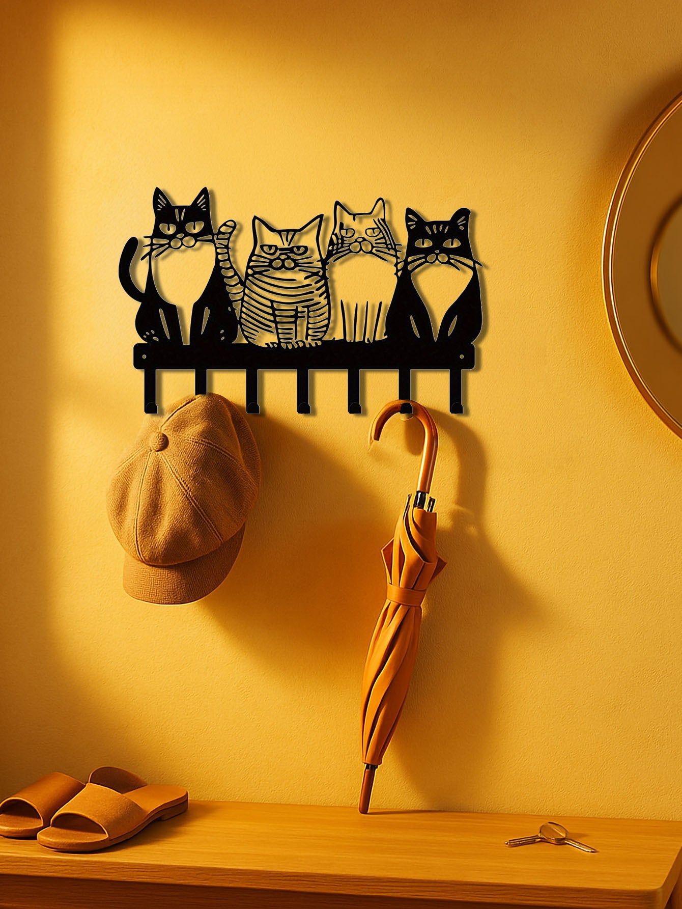 US Local 1PC Cute Cat Wall Hook-Adorable Kitty Decor For Home, Strong Metal Wall Hooks