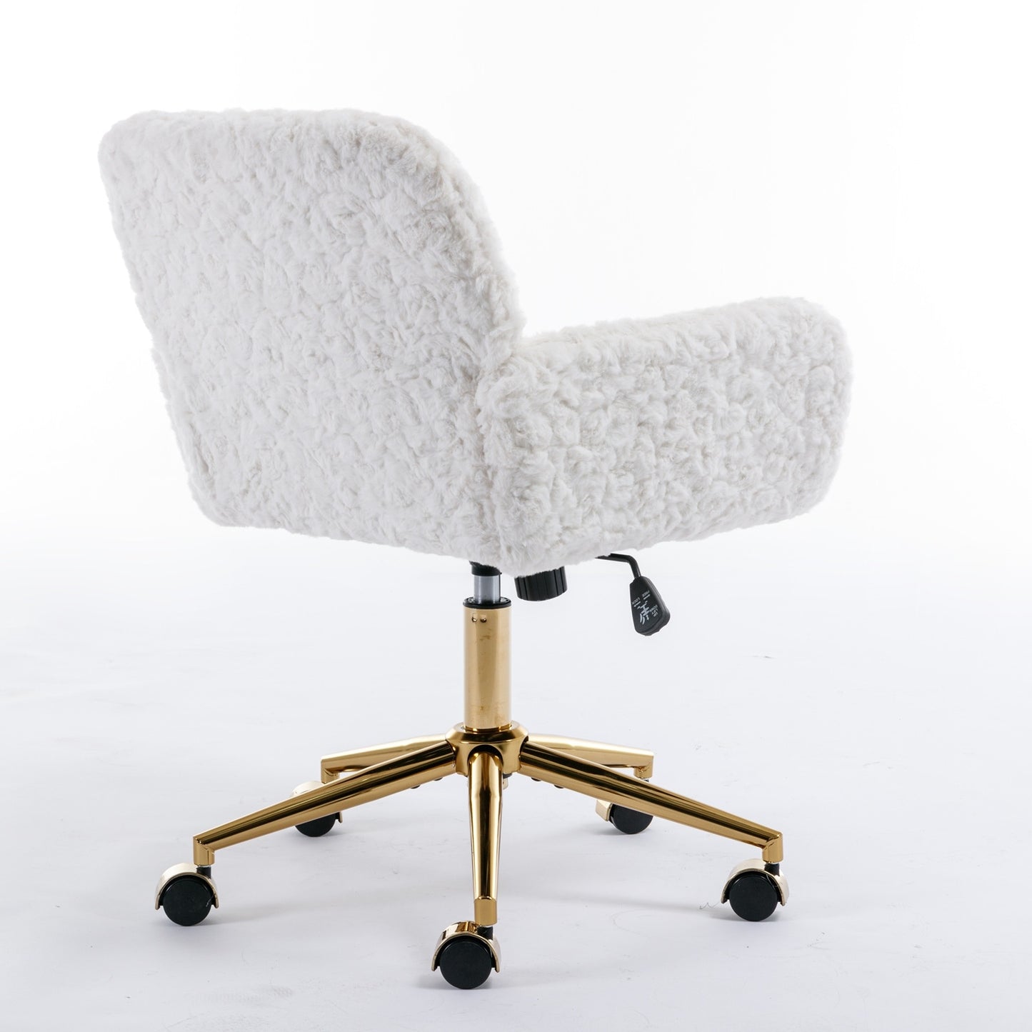 US Local A&A Furniture Rabbit Hair Office Chair With Golden Base, Adjustable