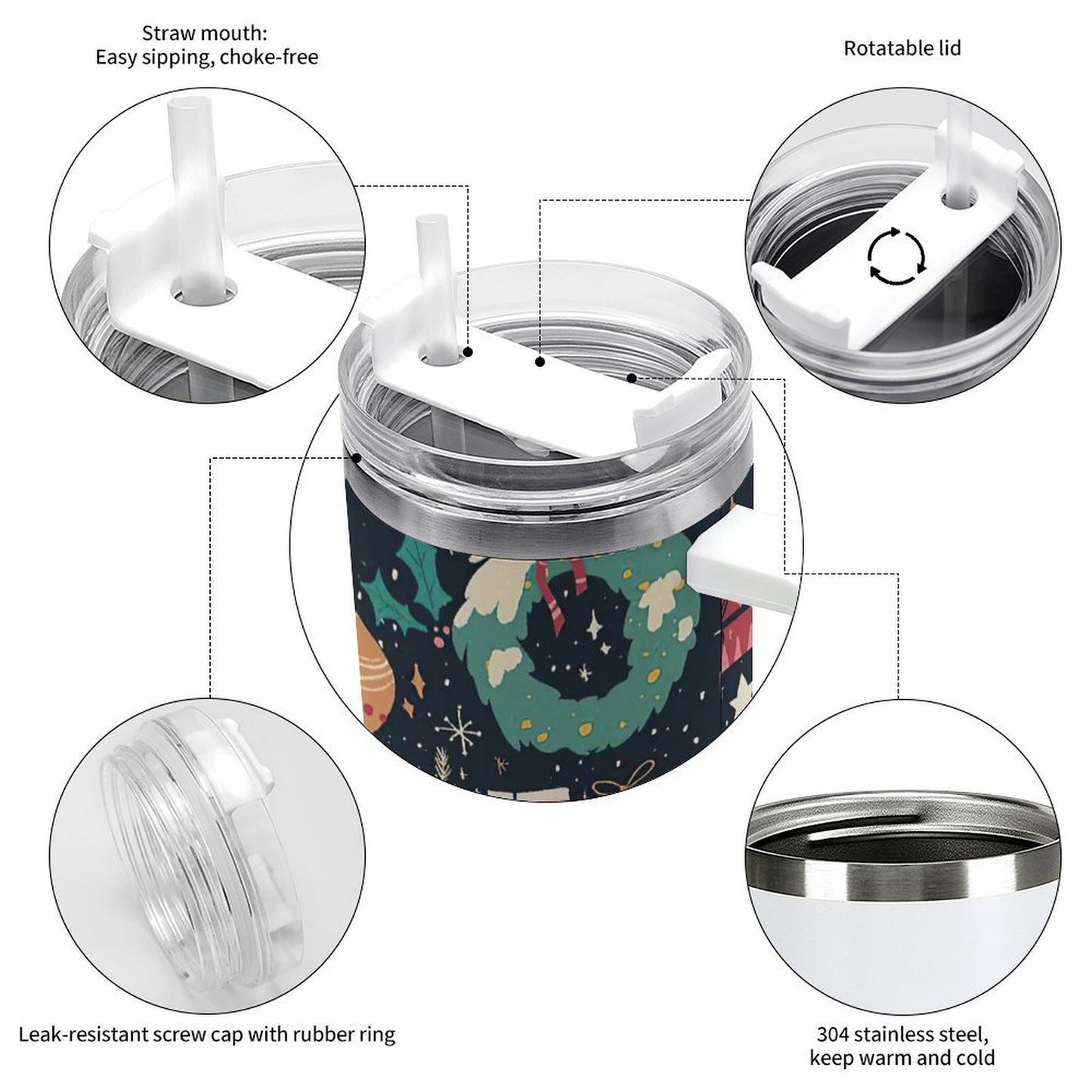 POD US Local Tumbler 40 oz Large Capacity Car Cup Christmas