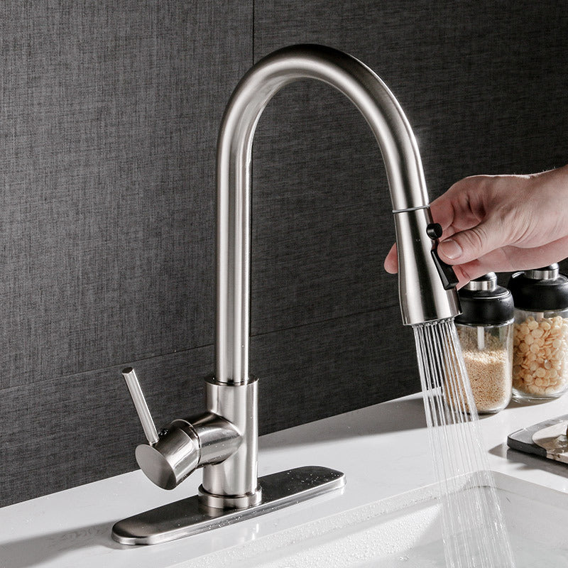 USA Local Pull-out Hot And Cold Household Kitchen And Dishwashing Brushed Copper Sink Faucet