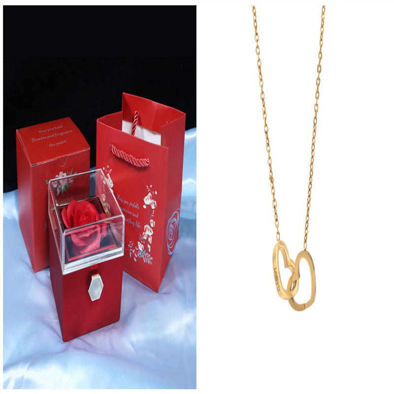 US Local Rotating Soap Flower Rose Gift Box Creative Rotating Rose Jewelry Packaging Box Valentine's Day Gift For Women