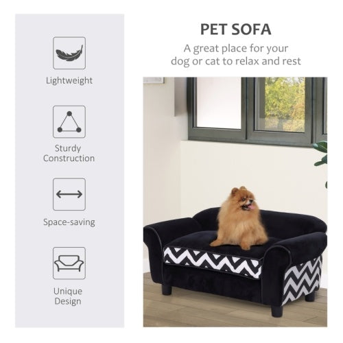 UK Local PawHut Dog Sofa Bed For XS-Sized Dogs, Cat Sofa With Soft Cushion, Pet Chair Lounge With Washable Cover, Removable Legs, Wooden Frame