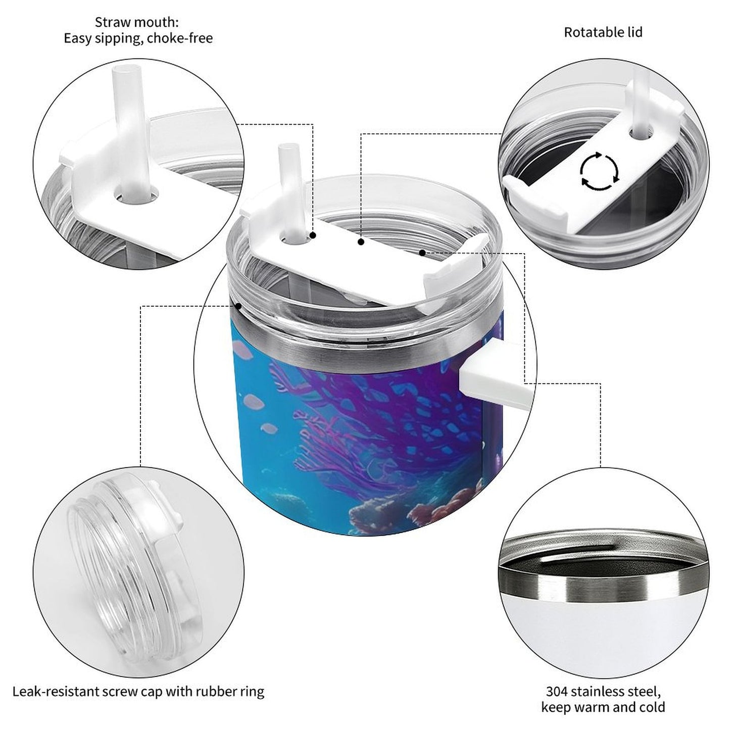 PHDT00451 POD US Local Tumbler 40 oz Large Capacity Car Cup Seahorse