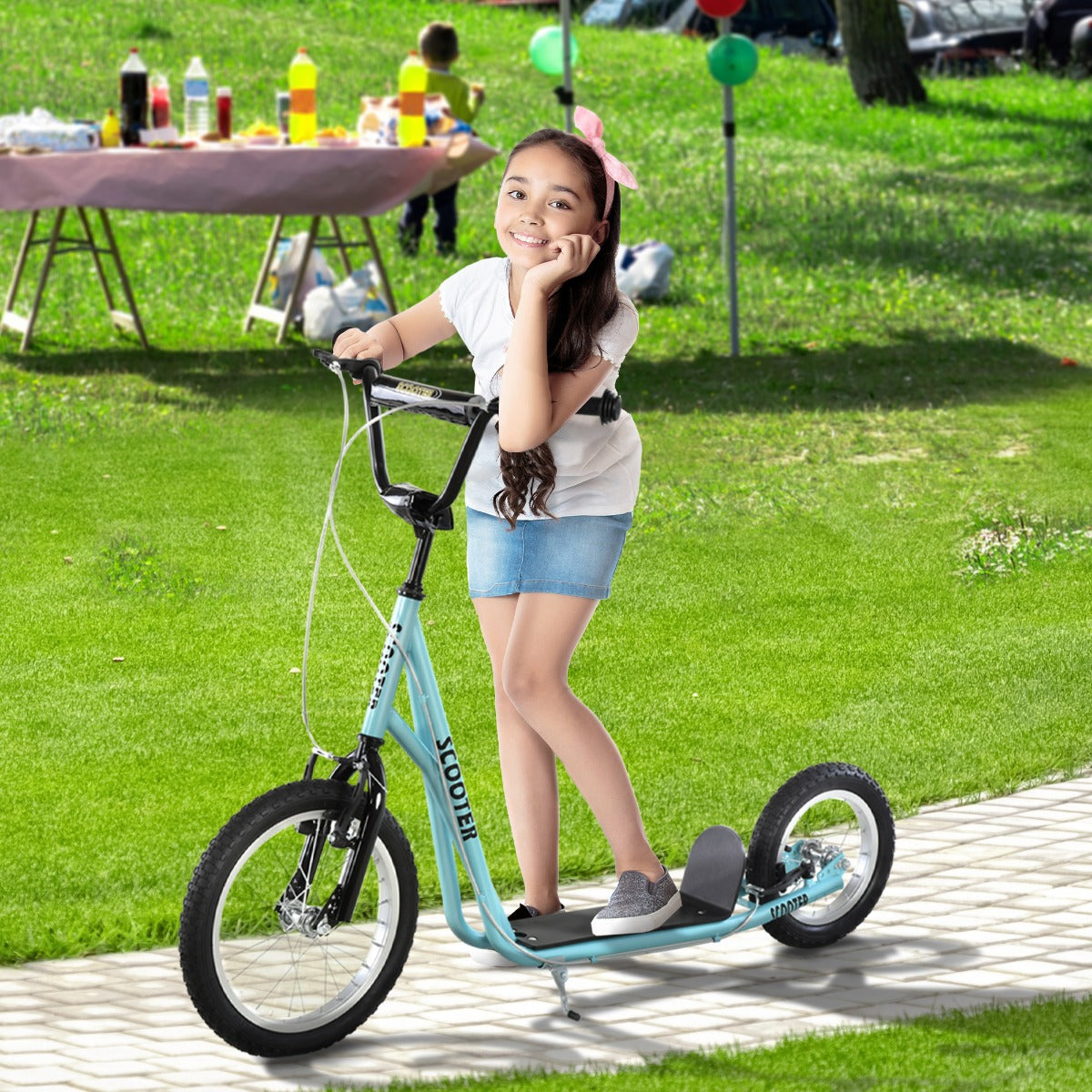 US Local Teens Youth Scooter Ride On Toy with Adjustable Handlebar