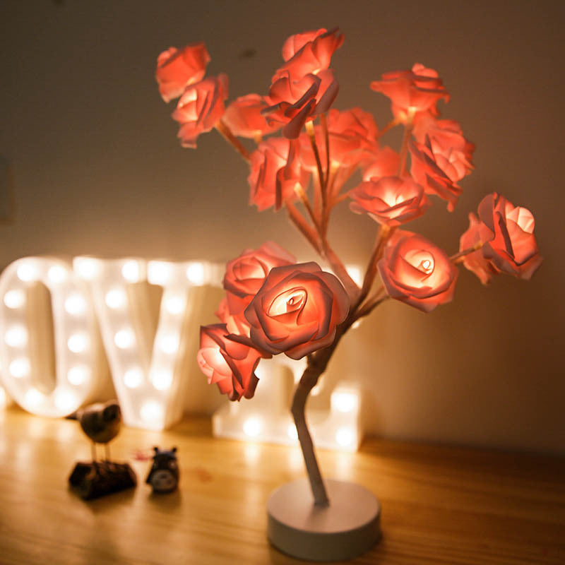 USA Local Rose Flower Lamp USB Battery Operated LED Table Lamp Bonsai Tree Night Lights Garland Bedroom Decoration Lights Home Decor