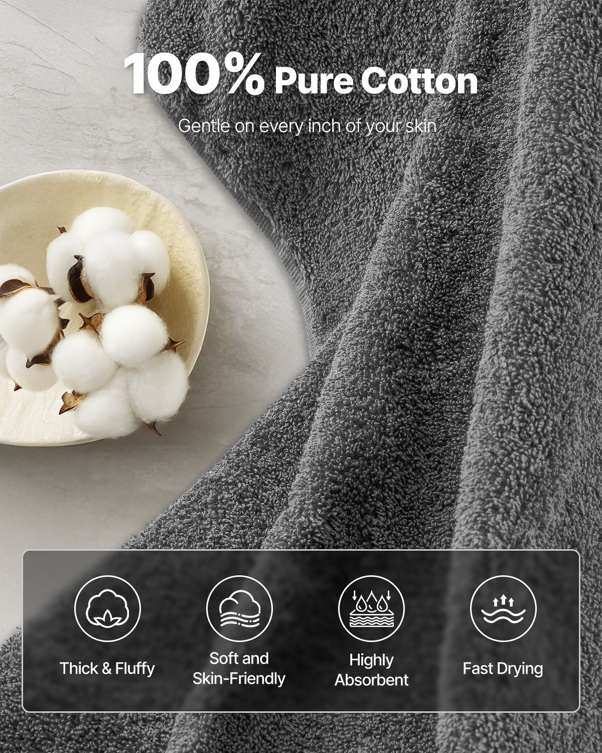 US Local 6-Piece Towel Set 600 GSM Cotton Soft Towels For Bathroom Gym Hotel Spa