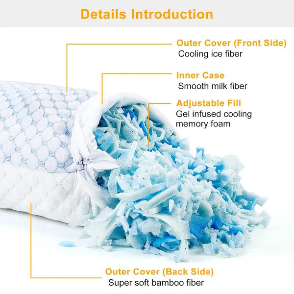 US Local Bed Pillows Cooling Memory Foam Pillow Ventilated With Cooling Gel Infused Memory Foam Heat Reducing Cooling Fiber Breathable Machine Washable