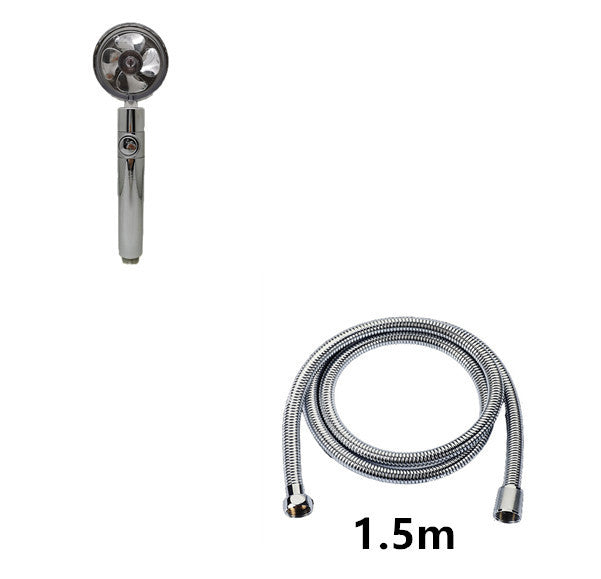 US Local Propeller Driven Shower Head With Stop Button And Cotton Filter Turbocharged High Pressure Handheld Shower Nozzle