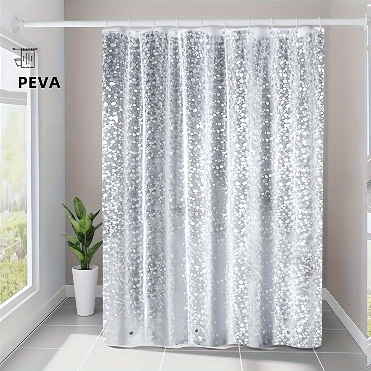 US Local 3D Pebble Pattern Shower Curtain In PEVA Durable Material, 71x71 Inches With Strong Magnets, Suitable For Shower Cabins And Bathtubs