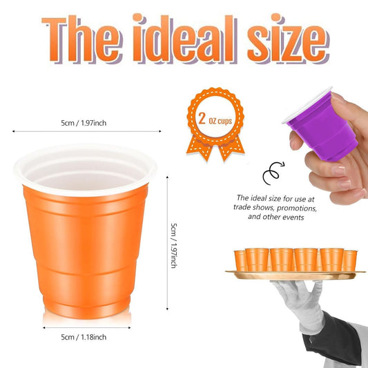 US Local 50 Pcs Mini Disposable Shot Glasses Halloween Plastic Shot Glasses Bulk Orange Purple 2 Oz Party Cups For Wine Whiskey Food Halloween Party Drinking Supplies Trick Or Treat Party Drinking Supplies