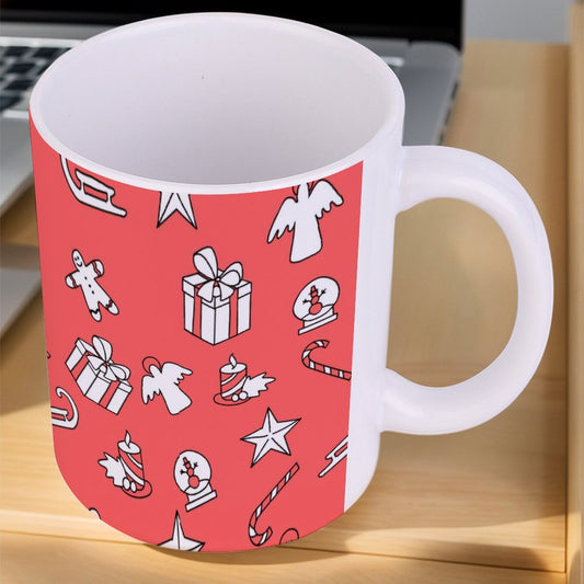 POD US Local White mug with full print, Christmas Pink 0025