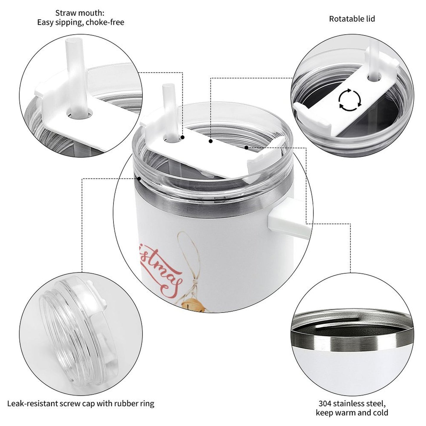 PHDT00335 POD US Local Tumbler 40 oz Large Capacity Car Cup Christmas, Gingerbread Man