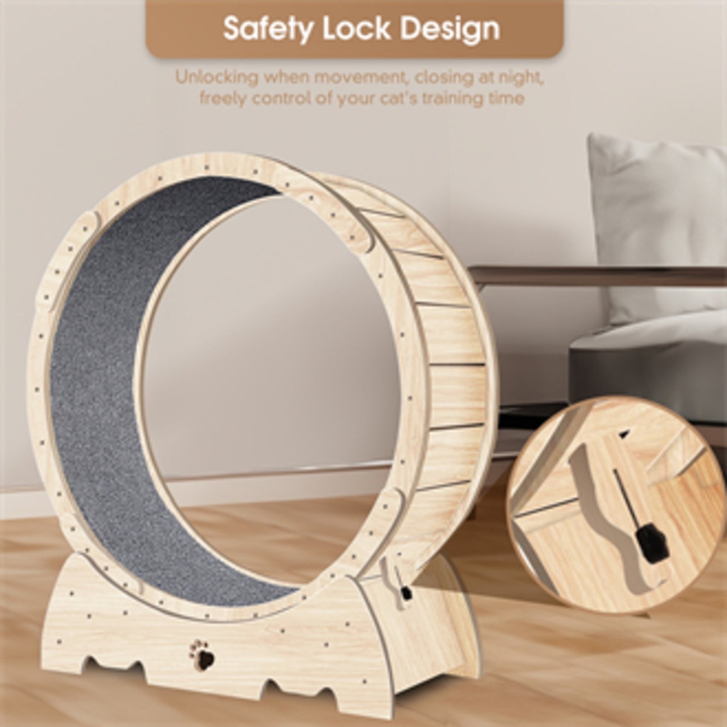 US Local Cat Exercise Wheel For Indoor Cats, Running Wheel With Carpeted Runway