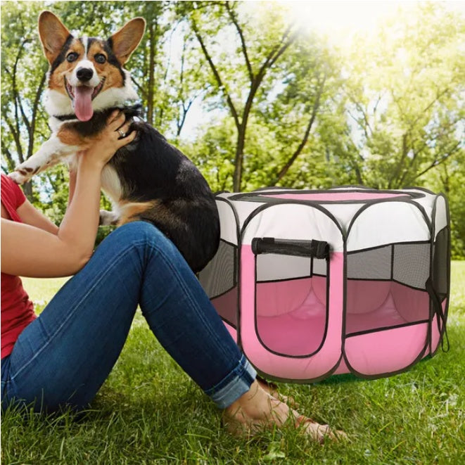 US Local Portable Foldable Pet Fence Sports Pen Dog House