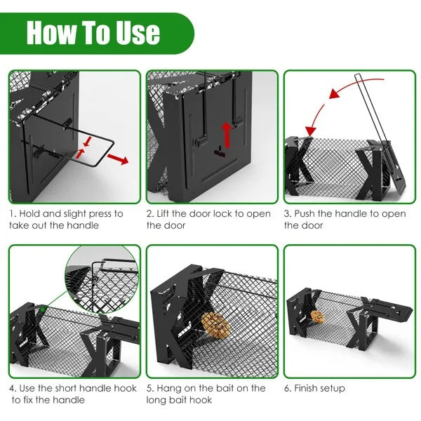 US Local Humane Mouse Trap Cage, Non-Lethal No ElectricityGlueChemicals, Heavy Duty 1.15mm Metal
