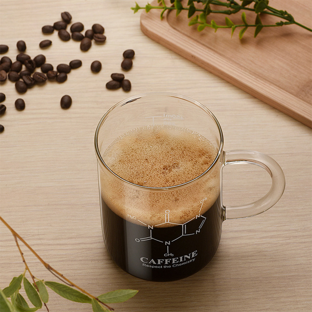 1 PCS Transparent Tape With High Borosilicate Glass Cup, Coffee Cup, Coffee Sharing Cup With Scale Identification