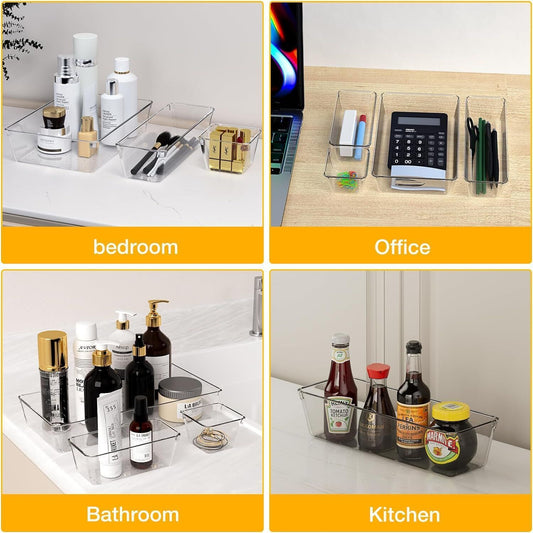 UK Local 25Pcs Draw Organiser Plastic Box Desk Drawer Fridge Trays Makeup Storage Divider