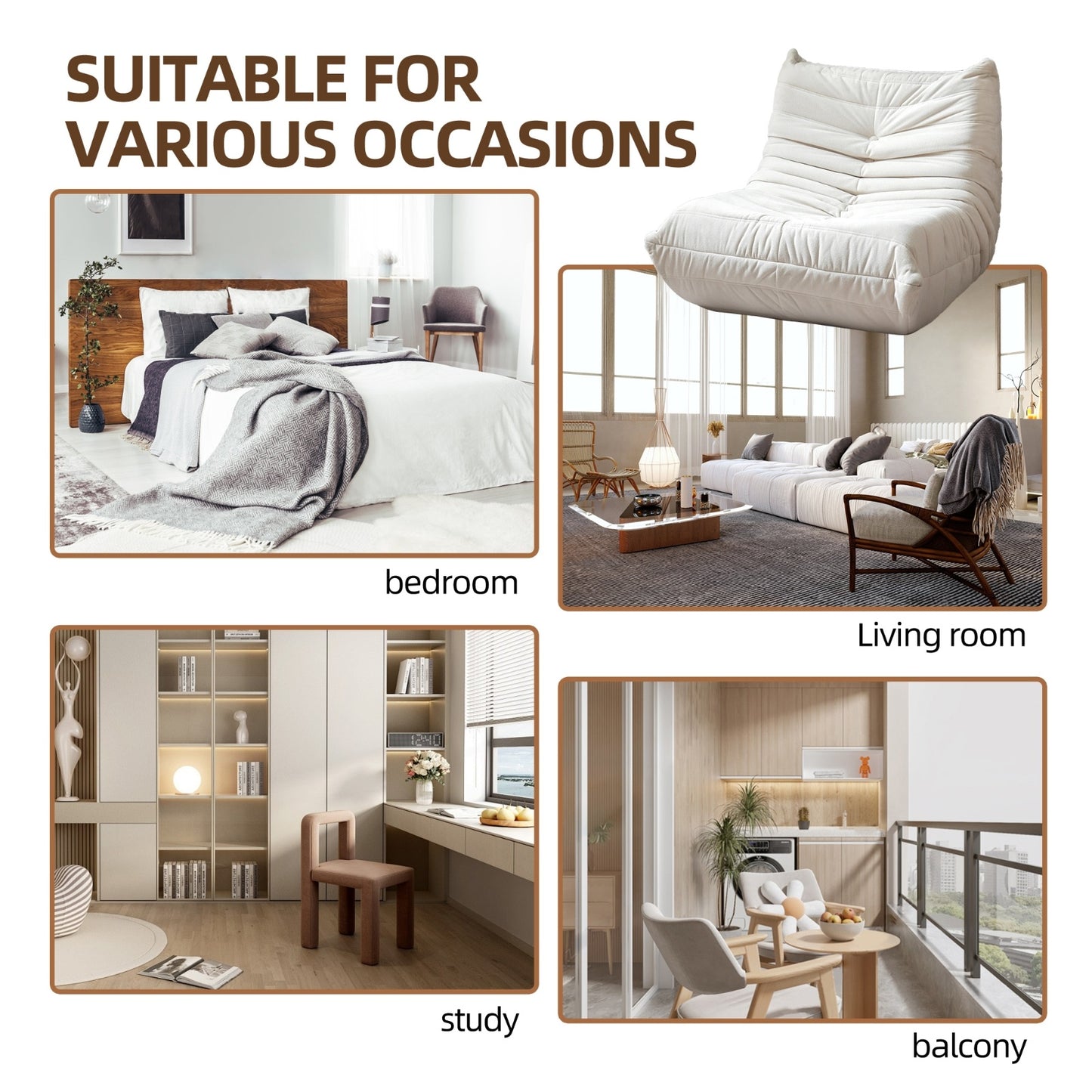 US Local No Installation Bean Bag Chair Big Beanbag Chair For Adults Bean Bag Lounger Foam Chair For Home, Ap