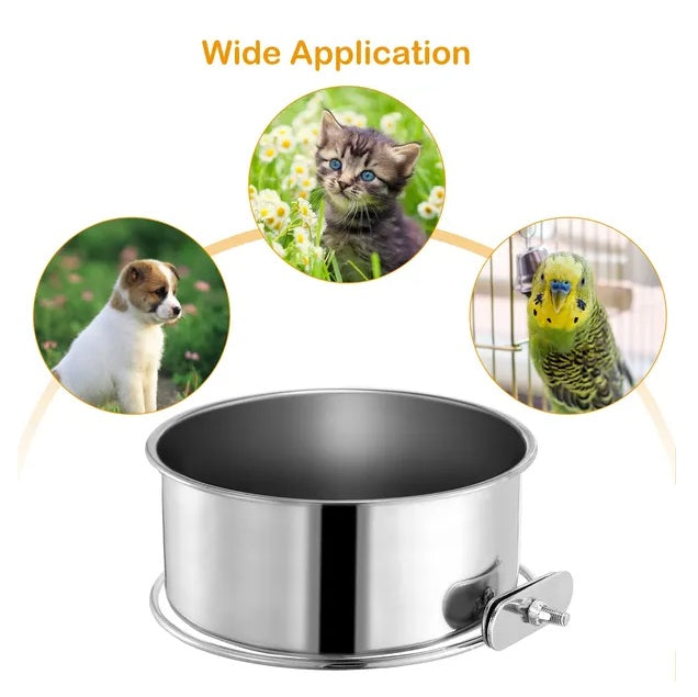 US Local Tainless Steel Dog Bowl Pets Hanging Food Bowl Detachable Pet