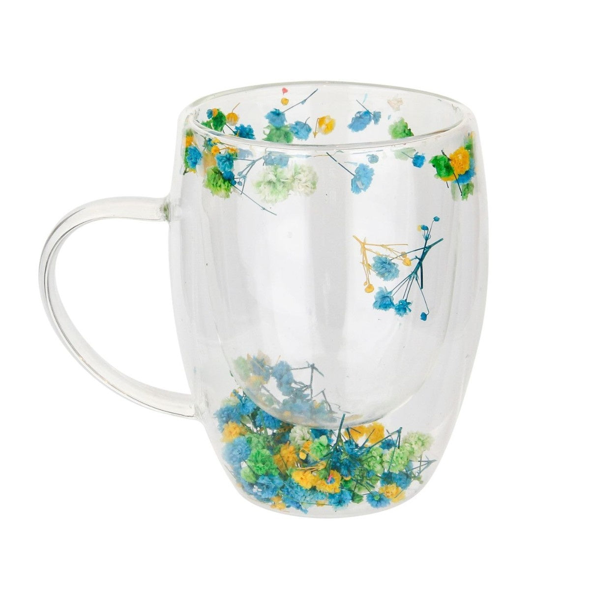 Real Flower Double Layer Glass Cup Good-looking Starry Sky