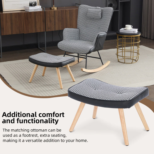 UK Local Rocking Chairs For Adults, Tteddy Rocking Chair Relaxing Recliner Chair With Solid Wood Legs High Back Lounge Chairs For Balcony Living Room Bedroom