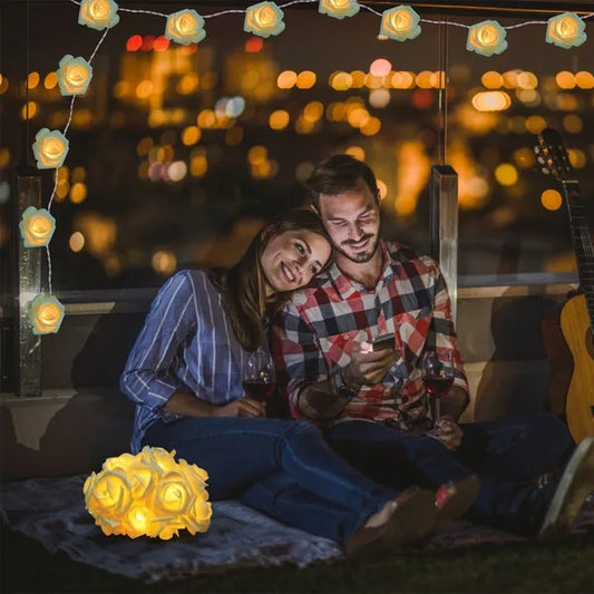 US Local 40 LEDs Rose Flower String Lights 10ft Battery Operated Decorative