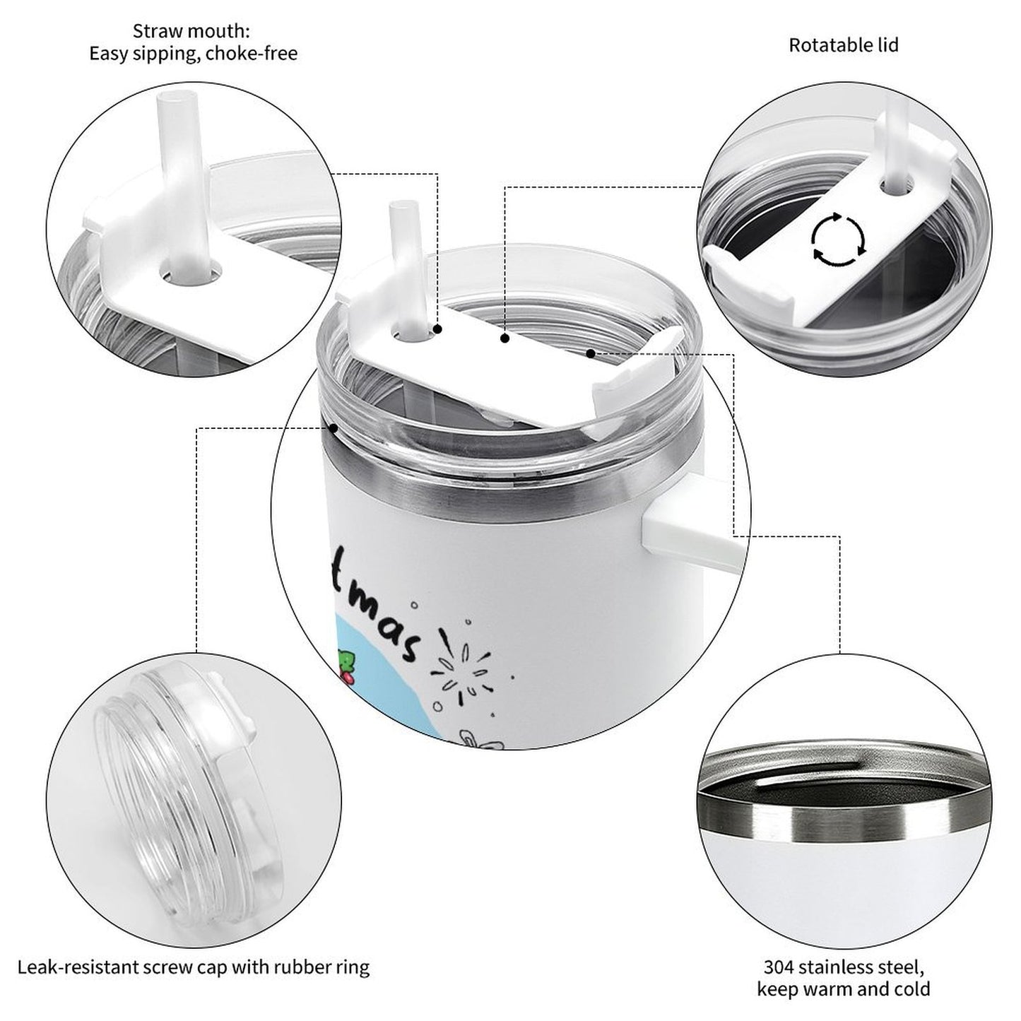 PHDT00298 POD US Local Tumbler 40 oz Large Capacity Car Cup Christmas New Year