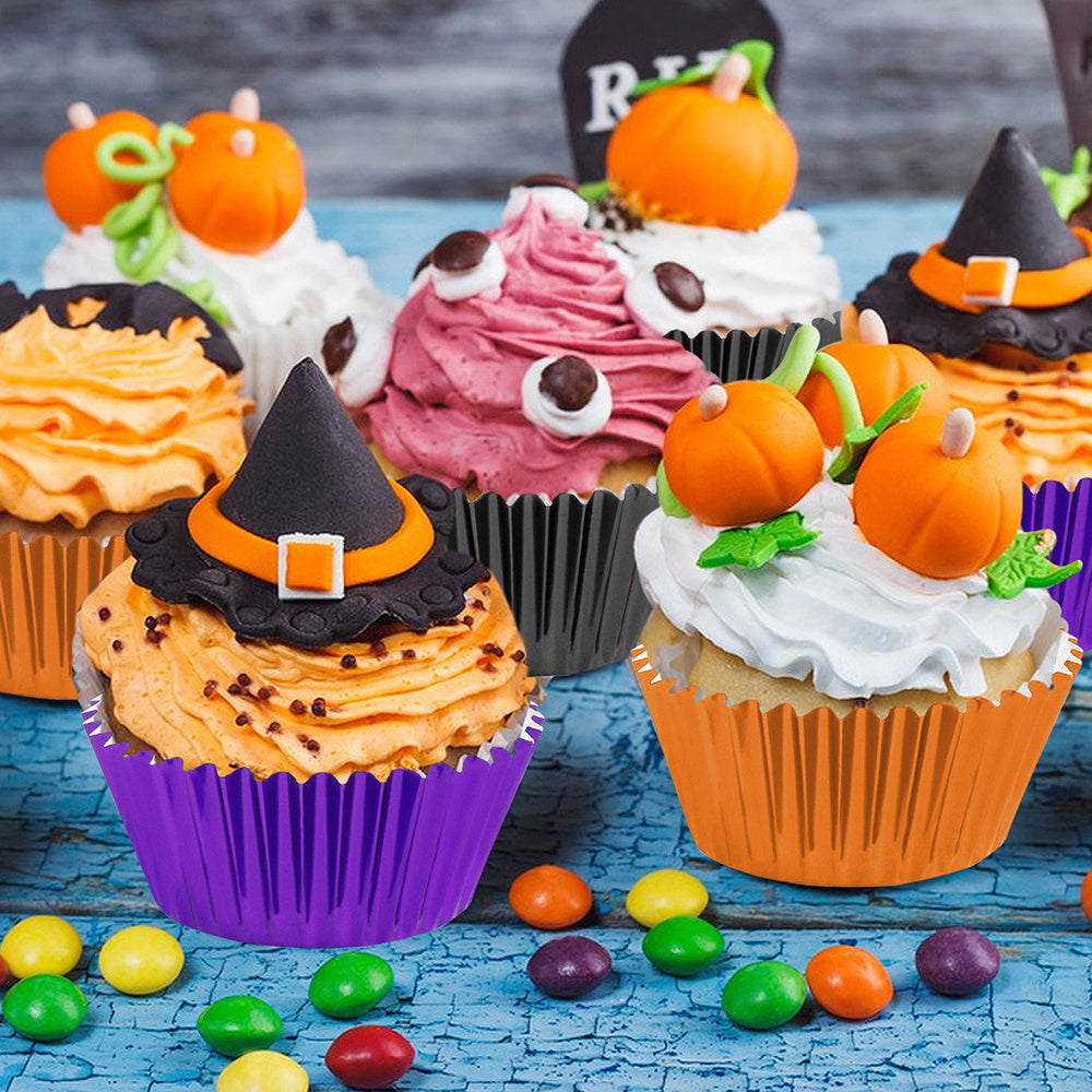 300 Pcs Halloween Foil Cupcake Liners