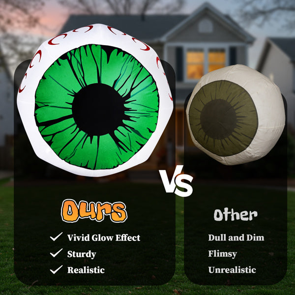 2PCS 3ft Green Eyed Ball ,2 White LED Lights Halloween Inflatable Decoration 12V