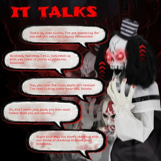 US Local 1.8ft Halloween Decoration Scary Clown, Sound-Actived Party Decor With Creepy Sound , Scary Haunted House Props For Indoor Party Home Table Garden Yard Lawn