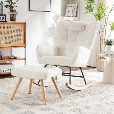 UK Local Rocking Chair Rocker Chair Single Recliner Casual Lounger Lounge Chair Cushion For Living Room Bedroom