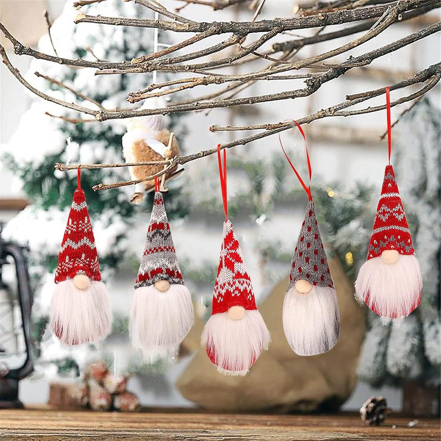 8 Packs Christmas Gnomes Ornaments Handmade Swedish Gnome Plush Xmas Tree Hanging Decorations Cute Scandinavian Santa Elf For Holiday New Year Home Decor