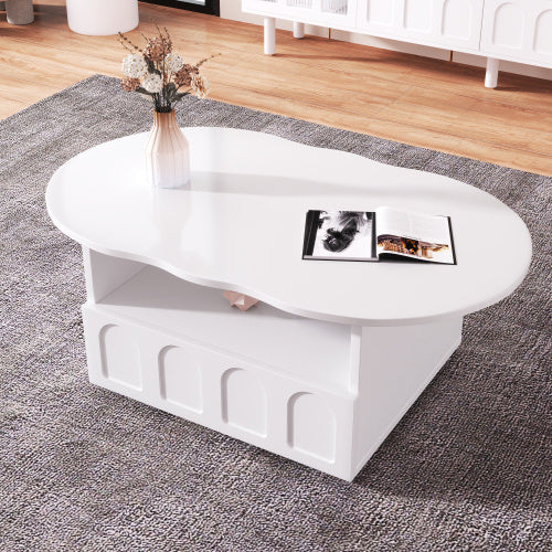 UK Local Coffee Table, Cloud-Shaped Coffee Table With Drawer And Storage Compartments