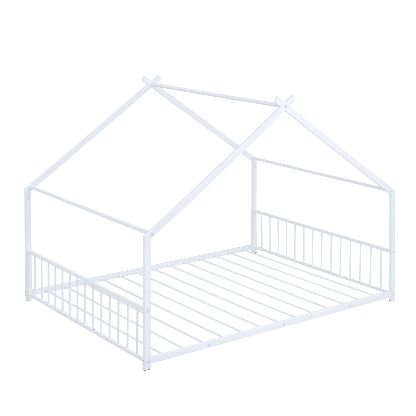 US Local Full Size Metal House Bed, White