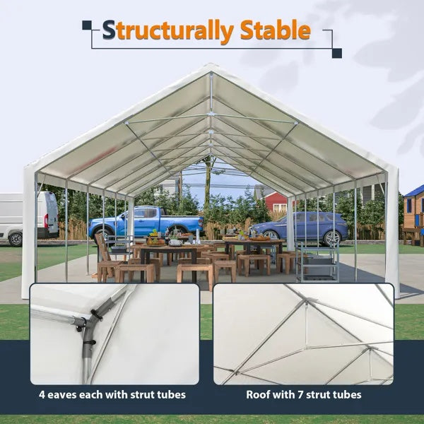 US Local 20x40FT Party Tent Heavy Duty, Large Wedding Event Shelters With 3 Carry Bags & Removable Sidewalls, Outdoor Canopy Gazebo Commercial Tents For Parties Carport Camping Garden Patio