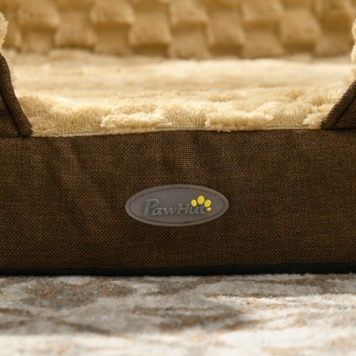 UK Local PawHut Calming Dog Bed Pet Mattress W Removable Cover, Anti-Slip Bottom, For Medium Dogs, 90L X 69W X 21Hcm - Brown