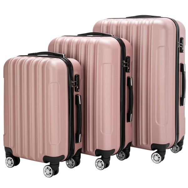 US Local Vertical 3-in-1 Spinner Wheel With Handle Trolley Box 20in 24in 28in ABS Aluminum Alloy Trolley Fashion Color - Rose Gold