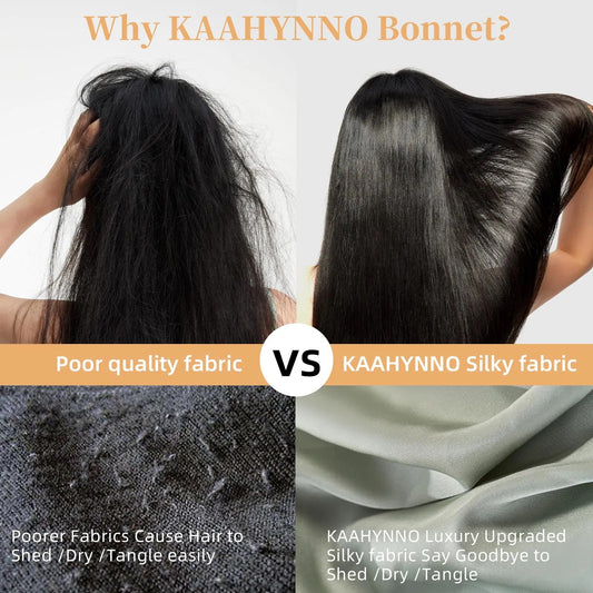 US Local Silk Bonnet For Sleeping Women, Satin Hair Bonnet For Sleeping For Wavy Curly Natural Hair Women Men - Green