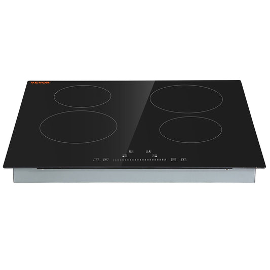 US Local VEVOR Built In Electric Stove Top, 23.2 X 20.5 Inch 4 Burners, 240V Glass Radiant Cooktop With Sensor Touch Control, Timer & Child Lock Included, 9 Power Levels For Simmer Steam Slow Cook Fry
