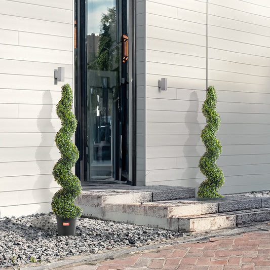 US Local VEVOR 2 Pack 5' Artificial Boxwood Topiary Tree Faux Plant UV Decor In Outdoor