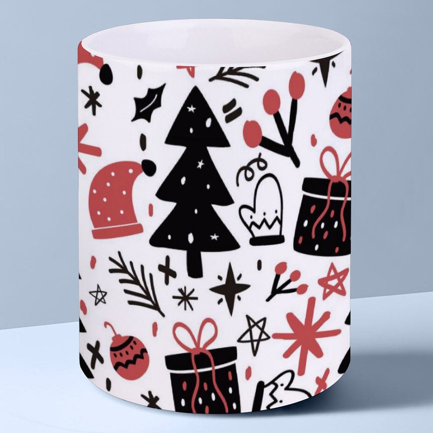 POD US Local White mug with full print, Christmas Hat, Tree 0021