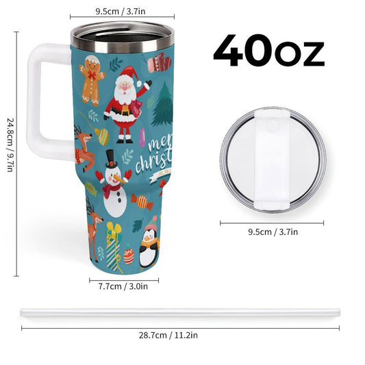 POD US Local Tumbler 40oz Large Capacity Car Cup Christmas Bird Pink Branches 12