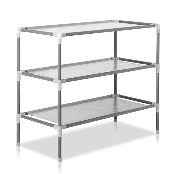 US Local Combination Type Simple Shoe Rack No Dust Cover 3 Layers 9 Pairs High Foot Shoe Rack Gray Tube