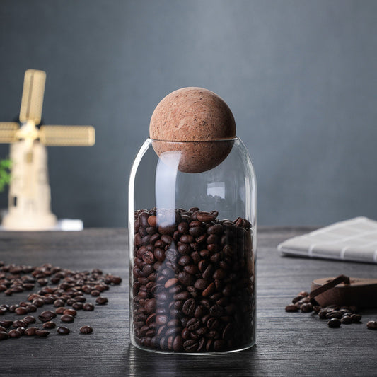 US Local 1 Set Storage Ball Glass Tea Jar,Cork Jar,Sealed Candy Jar,Dry Food Storage Jar