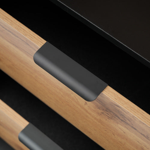 UK Local Sideboard Cabinet Dresser With 6 Drawers And 2 Open Shelves ,Amber Glass Chest Of Drawers, Anti-tip,Dressing Table For Living Room, Bedroom, And Children's Room, 120 X 40 X 80 Cm, Oak